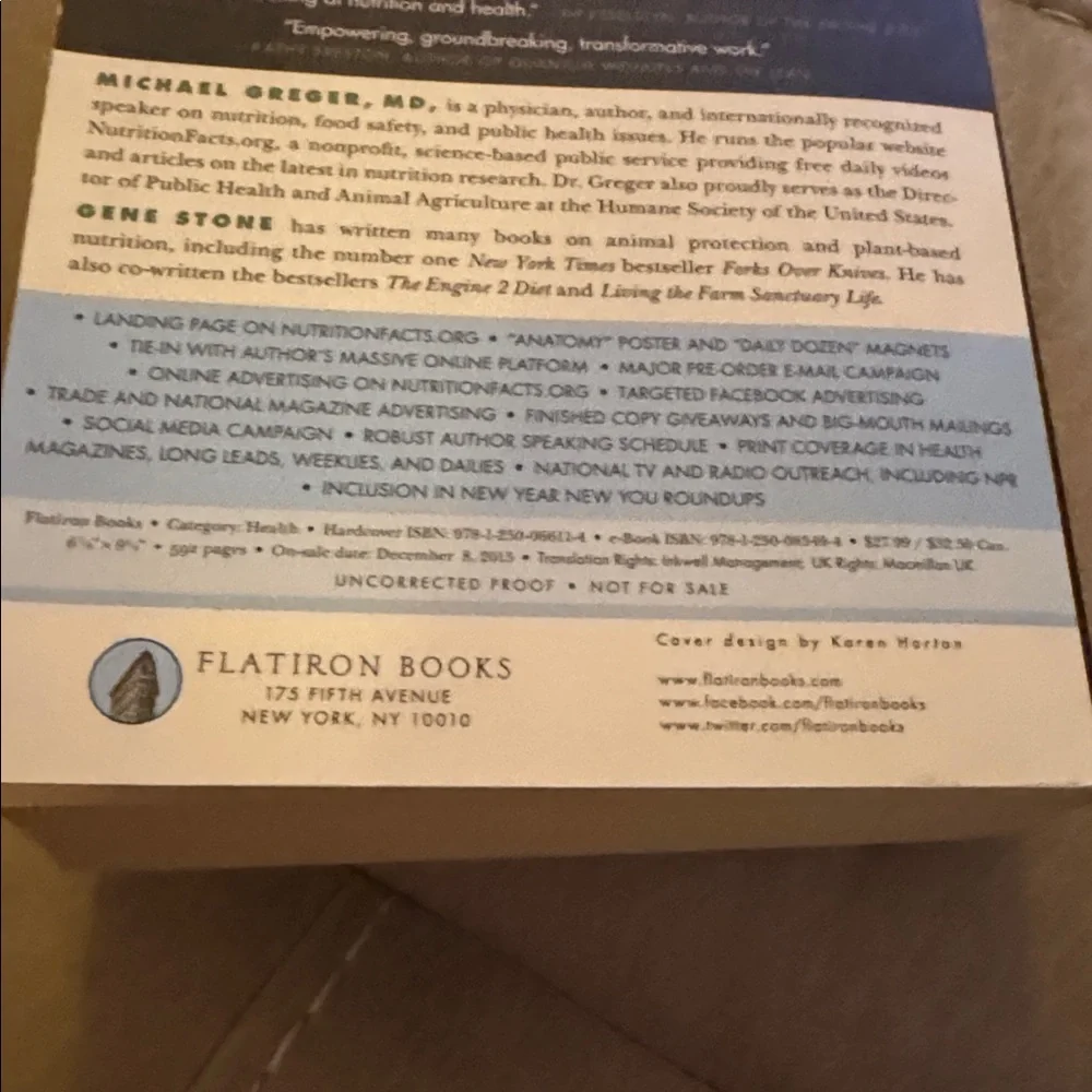 How Not to Die by Michael Greger PB Book Advanced Reading Copy EUC - Picture 3 of 4